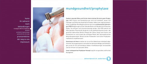 Zahnarzt Vankerkom Internetauftritt